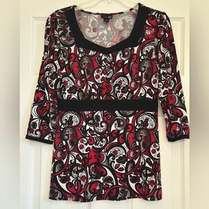 East 5th Top Women’s Sz S Red Black Babydoll Y2K Empire Whimsigoth Paisley